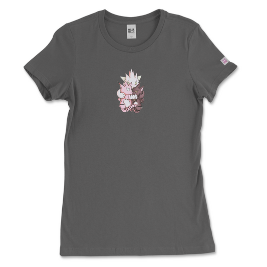 Slim fit graphic tee - Kitten Hugs Pinks