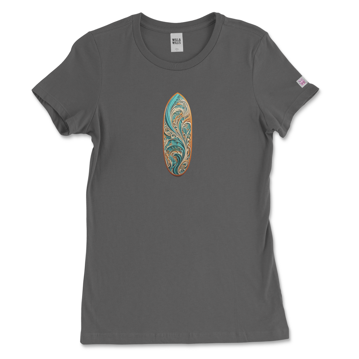 Slim fit graphic tee - Surf Board (Light Blue)