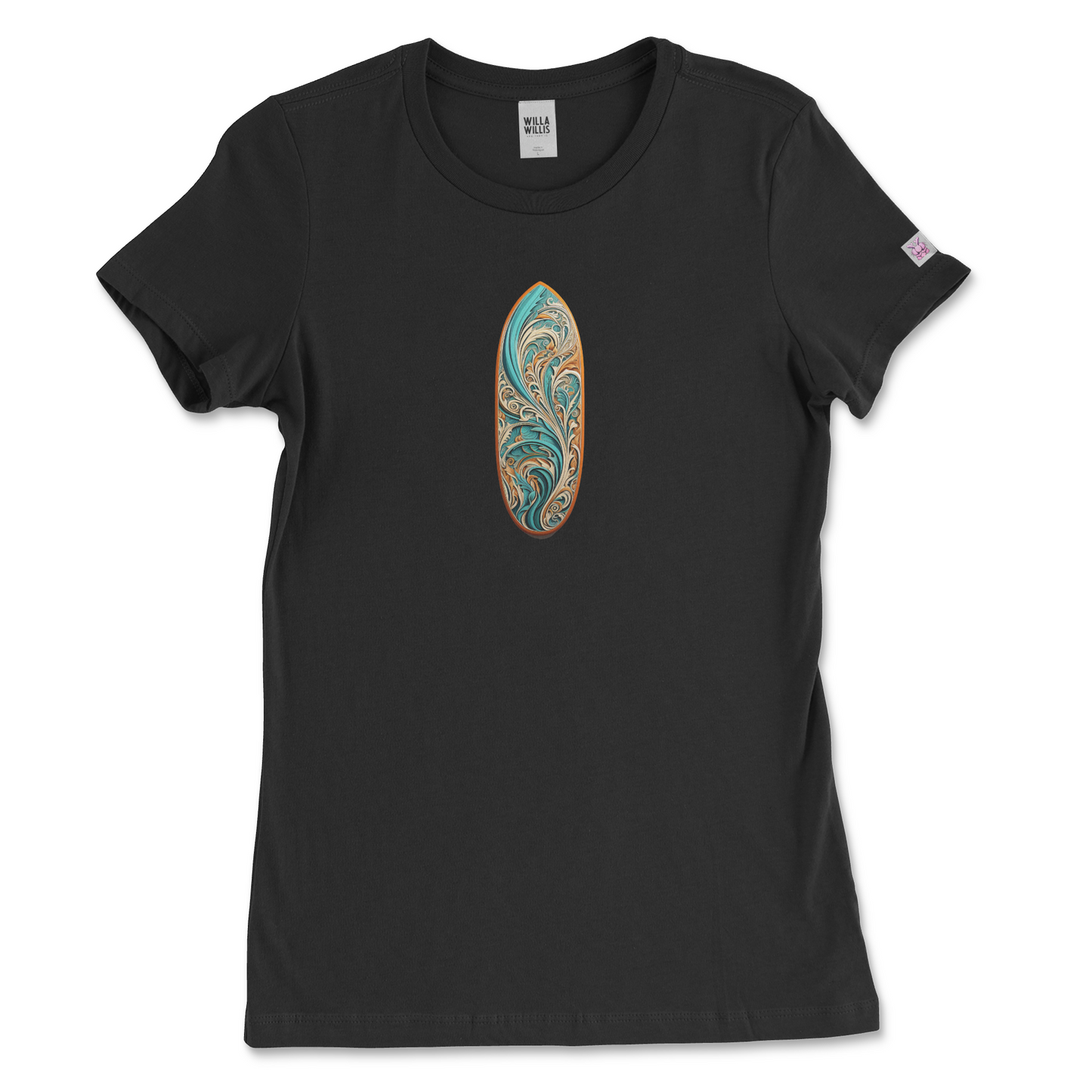 Slim fit graphic tee - Surf Board (Light Blue)