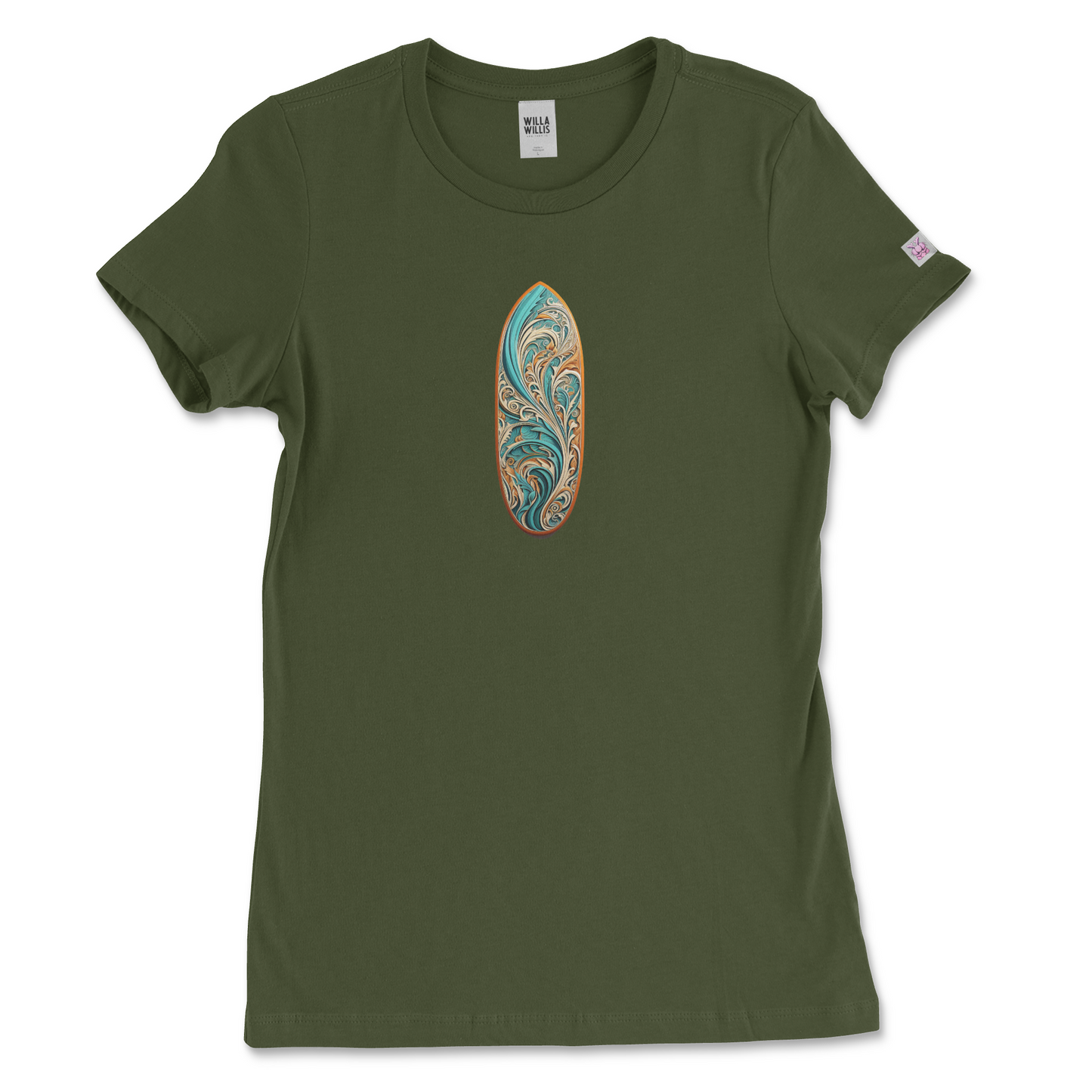 Slim fit graphic tee - Surf Board (Light Blue)