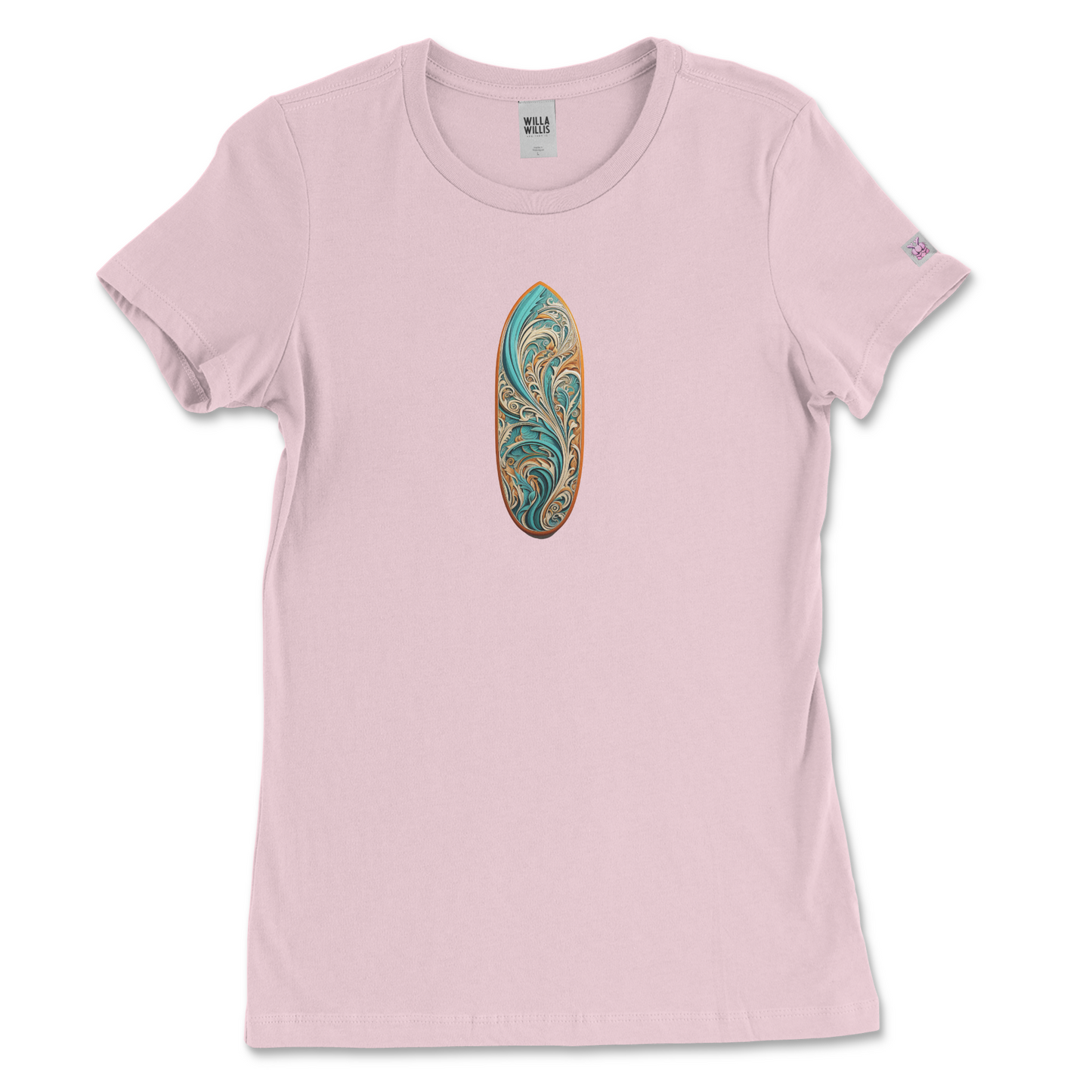 Slim fit graphic tee - Surf Board (Light Blue)