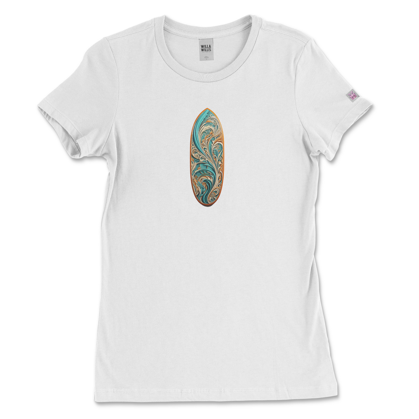 Slim fit graphic tee - Surf Board (Light Blue)
